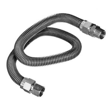Flextron Gas Line Hose 3/8'' O.D. x 24'' Length 1/2" FIP x MIP Fittings, Stainless Steel Flexible Connector FTGC-SS14-24C